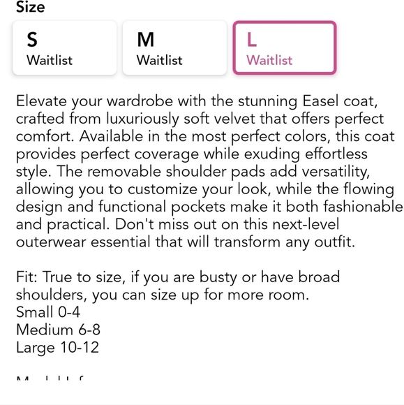 NWT Easel L Dark Teal long coat - Picture 3 of 3